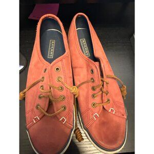Sperry Womens Size 10M Top-Sider Boat Shoes Coral Washed Leather Casual Slip-On